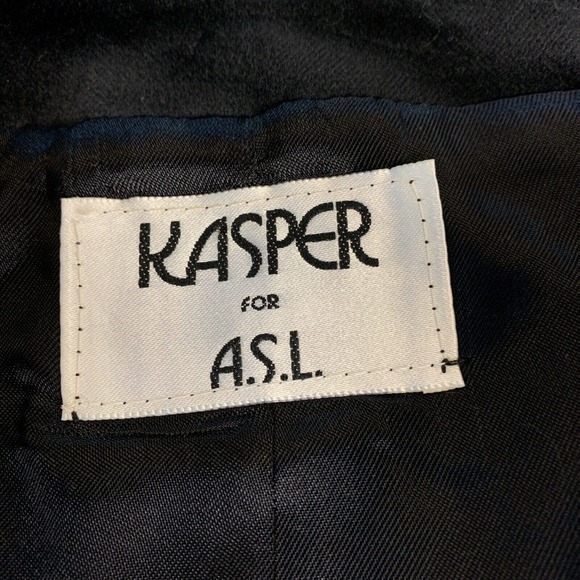 Vintage Velvet Jacket Sz M Braid Trim 80s Kasper Crop Open Luxe Blazer Black - Picture 3 of 9